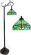 Clayre & Eef Lumilamp Tiffany Vloerlamp 152 Cm Groen Bruin Kunststof Glas Rond Staande Lamp Glas In Lood Tiffany Lamp Groen Staande