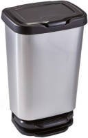 Sunware 1x Zilver/zwarte Pedaalemmer/vuilnisbakken 64 Cm 40 Liter - Afvalemmers Badkamer/toilet/keuken