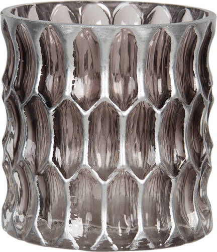 Clayre & Eef Glazen Theelichthouder Ø 10*10 Cm Bruin Glas