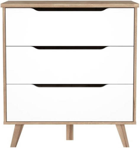 Cstore Finland Vankka Scandinavische Ladekast In Eik En Mat Wit + Poten In Massief Hout - L 80 Cm