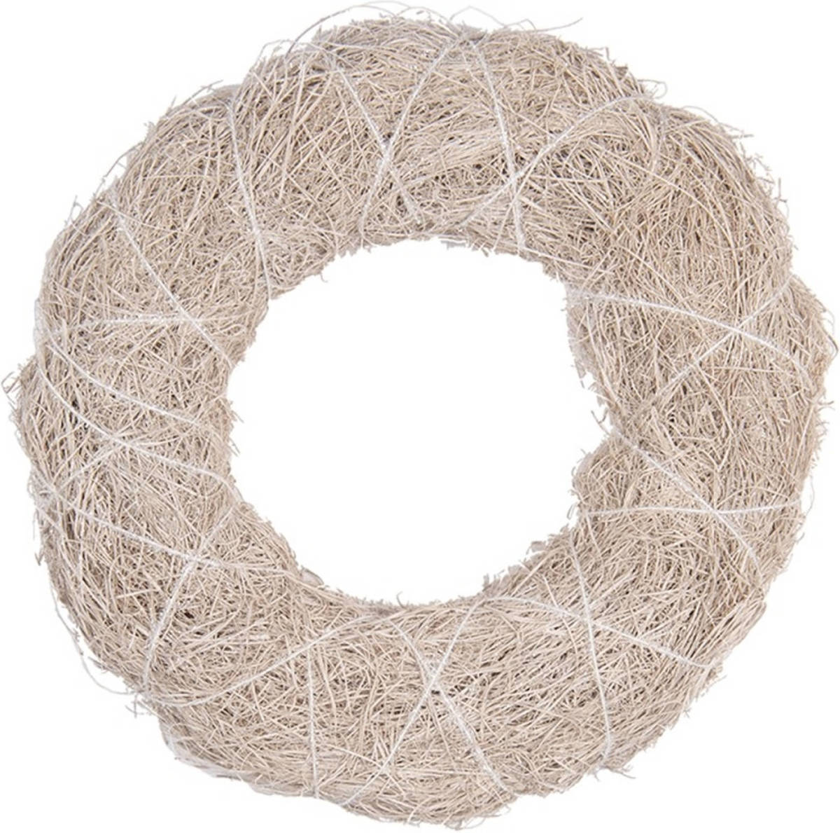 Homesweethomeonline Clayre & Eef Decoratie Krans 64836 Ø 30*4 Cm Wit Hout Rond Vlaskrans