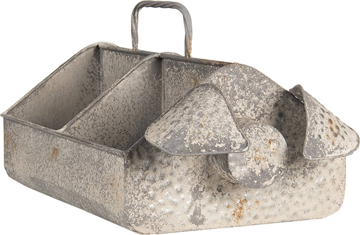 Clayre & Eef Vakkenbak (4 Vakken) 45*24*20 Cm Grijs Ijzer Opbergbakjes