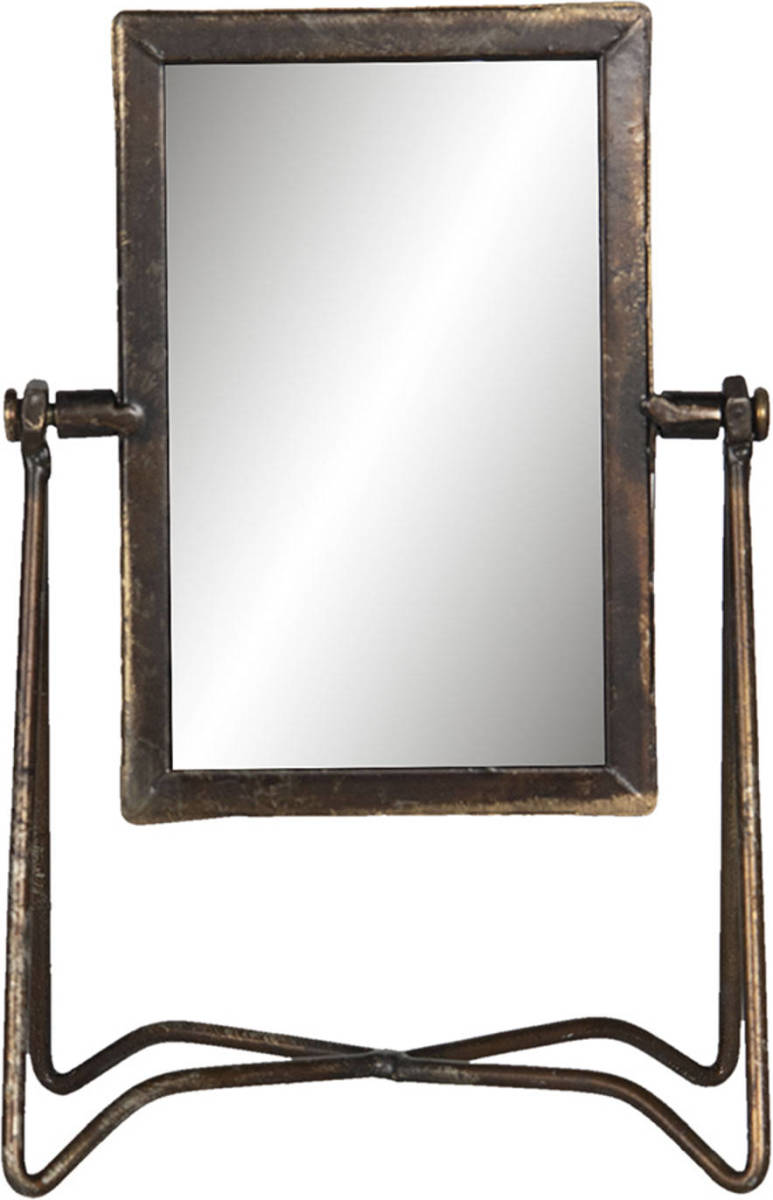 Clayre & Eef Staande Spiegel 15*10*22 Cm Beige Metaal / Glas Tafel