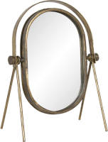 Clayre & Eef Staande Spiegel 24*15*33 Cm Goudkleurig Ijzer / Glas