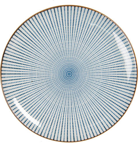 Clayre & Eef Servies Ontbijtbord 6cedp0045 Ø 21 Cm Blauw Keramiek Rond