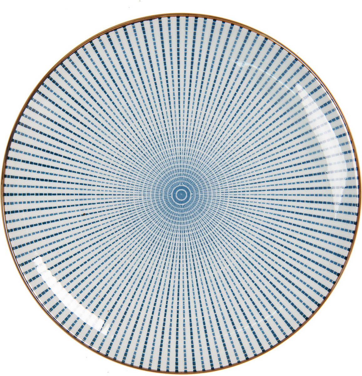 Clayre & Eef Servies Ontbijtbord 6cedp0045 Ø 21 Cm Blauw Keramiek Rond