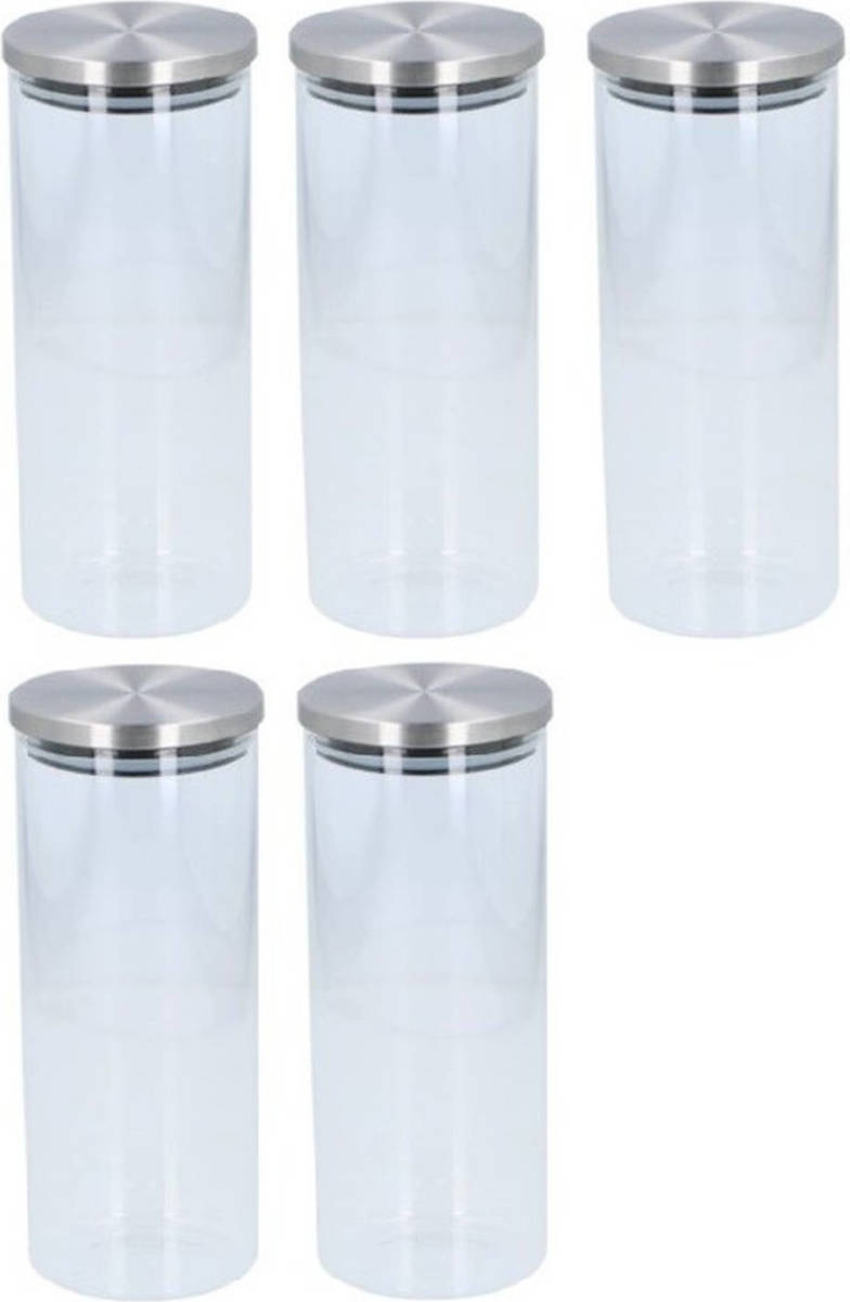 Alpina 5x Glazen Voorraadpot / Snoeppot 1500 Ml - Voorraadpot