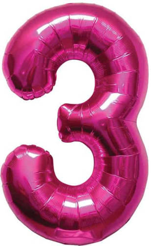 Toysavers Cijfer 3 Magenta Helium 86cm