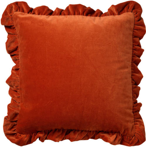 Dutch Decor Yara - Sierkussen Velvet Potters Clay 45x45 Cm - Oranje - Oranje