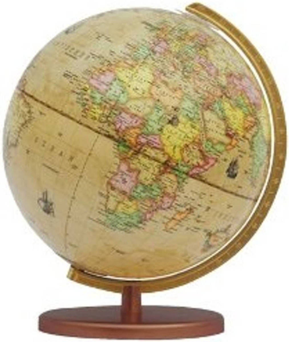 Paagman Globe Columbus Renaissance Houten Voet 30cm 603016/h.