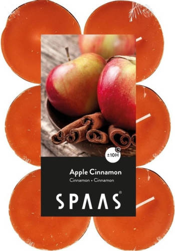 Shoppartners 12x Maxi Theelichten Appel/kaneel Geurkaarsen Apple Cinnamon 10 Branduren - Geurkaarsen