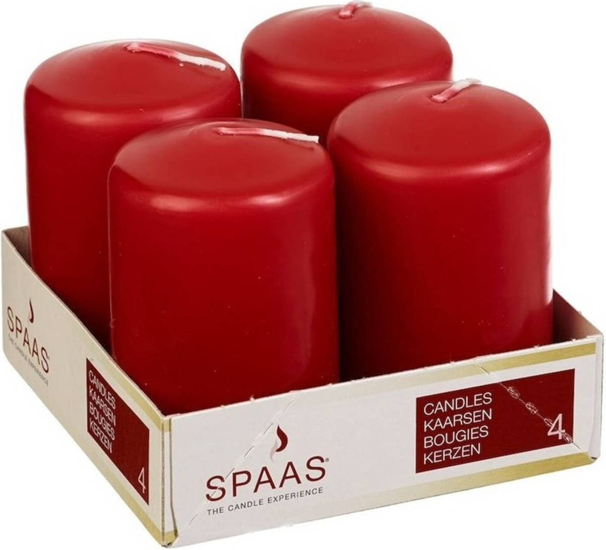 Shoppartners 4x Kaarsen Rood 5 X 8 Cm 12 Branduren Sfeerkaarsen - Stompkaarsen