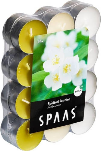 Shoppartners 24x Theelichten Jasmijn Geurkaarsen Spiritual Jasmine 4,5 Branduren - Geurkaarsen