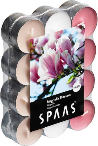 Shoppartners 24x Theelichten Magnolia Bloesem Geurkaarsen Magnolia Blossom 4,5 Branduren - Geurkaarsen