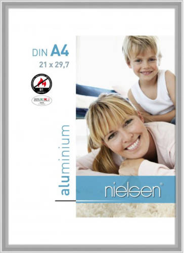 Nielsen Fotolijst Poster Frame A4 Brandvertragende Vlamvertragende Wissellijst Zilver Aluminium B1 Certificering Din 4102 - 1