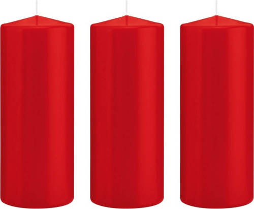 Shoppartners 3x Kaarsen Rood 8 X 20 Cm 119 Branduren Sfeerkaarsen - Stompkaarsen