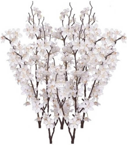 Shoppartners 5x Stuks Witte Appelbloesem Kunstbloem/tak Met 57 Bloemetjes 84 Cm - Kunstbloemen