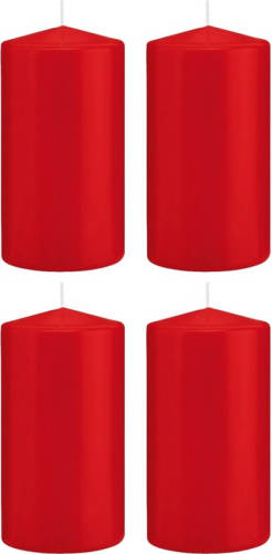 Shoppartners 4x Kaarsen Rood 8 X 15 Cm 69 Branduren Sfeerkaarsen - Stompkaarsen