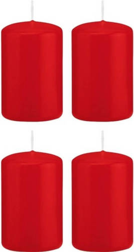 Shoppartners 4x Kaarsen Rood 5 X 8 Cm 18 Branduren Sfeerkaarsen - Stompkaarsen