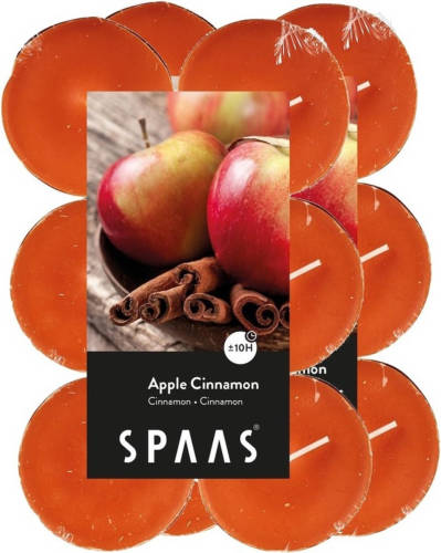 Shoppartners 24x Maxi Theelichten Appel/kaneel Geurkaarsen Apple Cinnamon 10 Branduren - Geurkaarsen