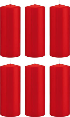 Shoppartners 6x Kaarsen Rood 8 X 20 Cm 119 Branduren Sfeerkaarsen - Stompkaarsen