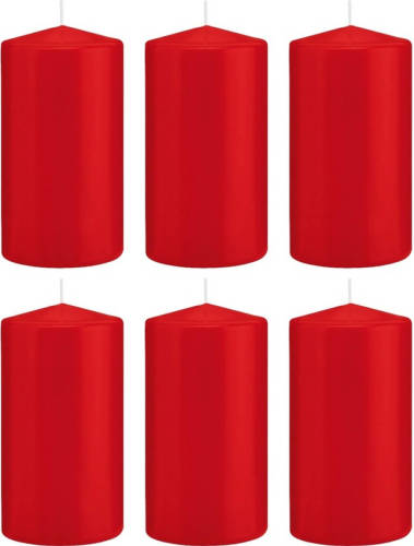 Shoppartners 6x Kaarsen Rood 8 X 15 Cm 69 Branduren Sfeerkaarsen - Stompkaarsen