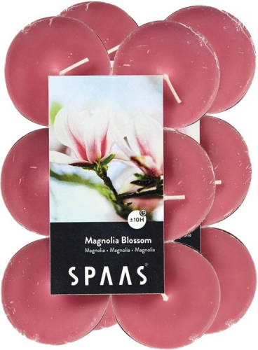 Shoppartners 24x Maxi Theelichten Magnolia Bloesem Geurkaarsen Magnolia Blossom 10 Branduren - Geurkaarsen