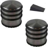 Shoppartners 2x Rvs Deurstopper Rond Inclusief Deurwig - 7 X 7 Cm - 1 Kg - Deurstop