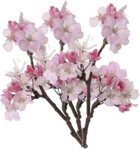 Shoppartners Set Van 3x Stuks Roze Appelbloesem Kunstbloem/tak Met 17 Bloemetjes 36 Cm - Kunstbloemen