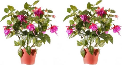 Shoppartners 2x Roze Fuchsiaplant Kunstplant 30 Cm Voor Binnen - Kunstplanten