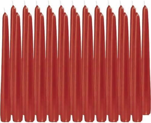 Shoppartners 24x Lange Kaarsen Rood 25 Cm 8 Branduren Dinerkaarsen/tafelkaarsen - Dinerkaarsen