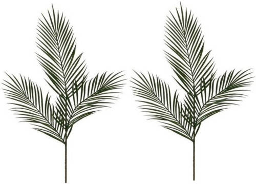 Shoppartners 2x Groene Areca/goudpalm Kunsttak Kunstplant 95 Cm - Kunstplanten