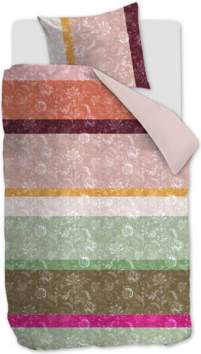 Slaap Vaak Oilily Blooming Stripe Dekbedovertrek - 1-persoons (140x200/220 Cm + 1 Sloop) - Katoen Satijn - Multi