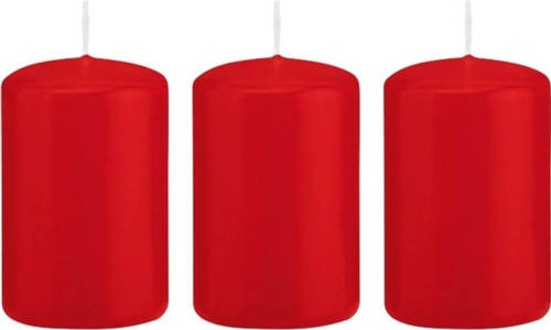 Shoppartners 3x Kaarsen Rood 5 X 8 Cm 18 Branduren Sfeerkaarsen - Stompkaarsen