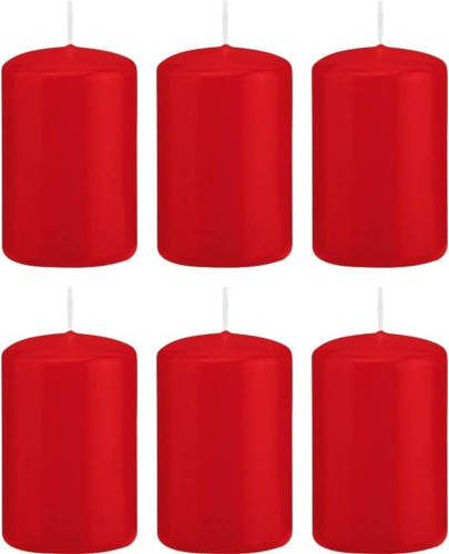 Shoppartners 6x Kaarsen Rood 5 X 8 Cm 18 Branduren Sfeerkaarsen - Stompkaarsen