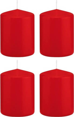 Shoppartners 4x Kaarsen Rood 6 X 8 Cm 29 Branduren Sfeerkaarsen - Stompkaarsen