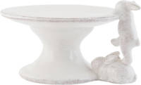 Taartstandaard - 16*14*9 Cm - Wit - Keramiek - Rond - Haasjes - Clayre & Eef - 6ce0450