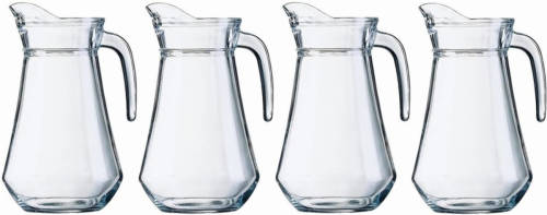 Shoppartners 4x Schenkkan Van Glas 1 Liter Van 20 Cm - Schenkkannen