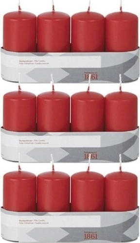 Shoppartners 12x Kaarsen Rood 5 X 10 Cm 18 Branduren Sfeerkaarsen - Stompkaarsen