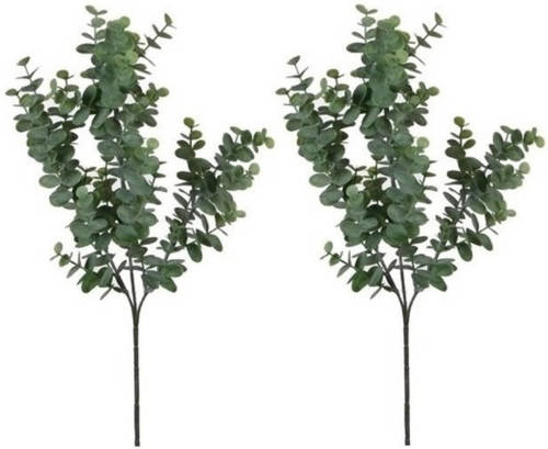 Shoppartners 2x Grijs/groene Eucalyptus Kunsttak Kunstplant 65 Cm - Kunstplanten