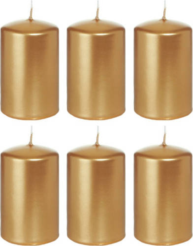 Shoppartners 6x Kaarsen Goud 5 X 8 Cm 18 Branduren Sfeerkaarsen - Stompkaarsen