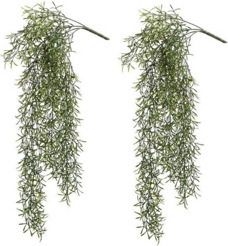 Shoppartners 2x Kunstplant Groene Gras Hangplant / Tak 75 Cm