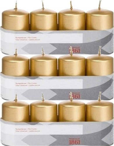 Shoppartners 12x Kaarsen Goud 5 X 8 Cm 18 Branduren Sfeerkaarsen - Stompkaarsen