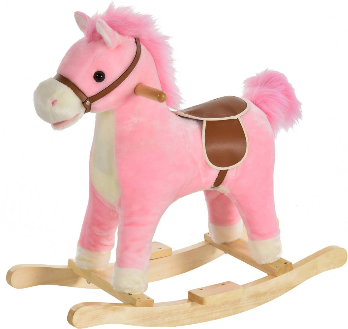 HOMCOM Hobbeldier - Hobbelpaard - Paarden - Speelgoed Voor 36-72 Maanden - 65l X 32,5w X 61h Cm - Roze