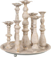 Clayre & Eef Kandelaar 6y1089 Ø 35*36 Cm Wit Ijzer Kaarsenstandaard
