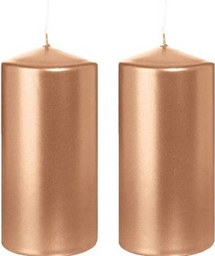 Shoppartners 2x Kaarsen Rosegoud 6 X 12 Cm 40 Branduren Sfeerkaarsen - Stompkaarsen