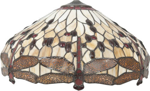 Clayre & Eef Lumilamp Lampenkap Tiffany 5ll-1102 Ø 49*28 Cm - Bruin Glas In Lood