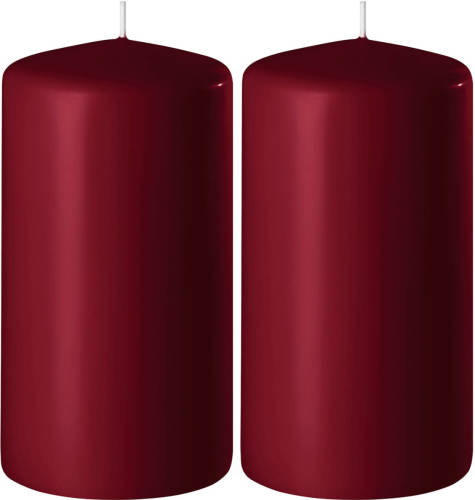 Shoppartners 2x Kaarsen Bordeauxrood 6 X 8 Cm 27 Branduren Sfeerkaarsen - Stompkaarsen