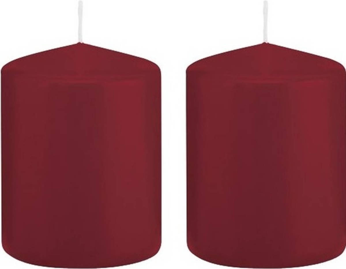 Shoppartners 2x Kaarsen Bordeauxrood 6 X 8 Cm 29 Branduren Sfeerkaarsen - Stompkaarsen