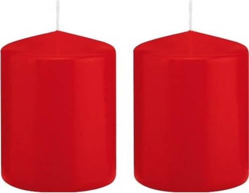 Shoppartners 2x Kaarsen Rood 6 X 8 Cm 29 Branduren Sfeerkaarsen - Stompkaarsen
